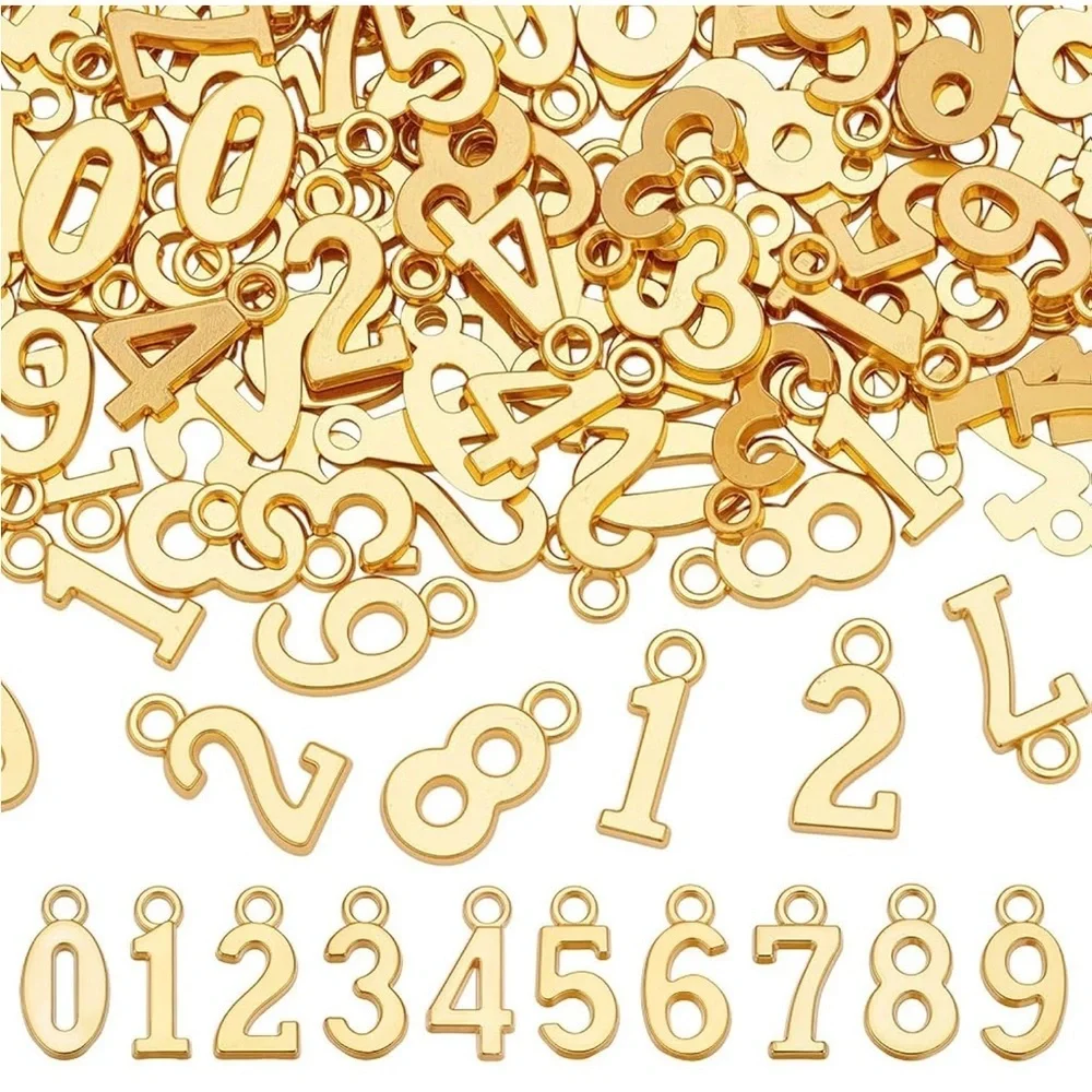 Metal 0-9 Number Charm Arabic Number Figures Pendant Bulk for Jewelry Making